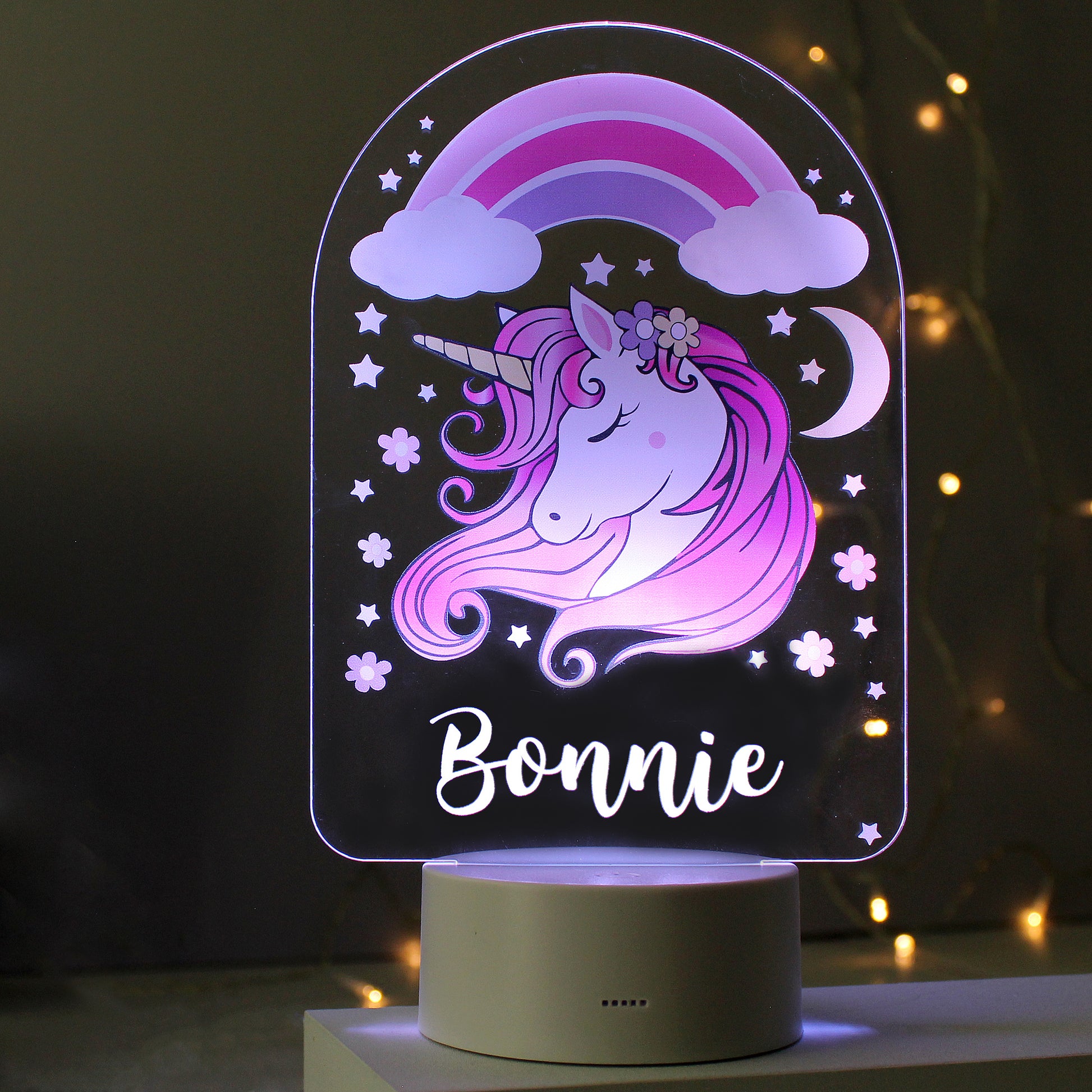Personalised Pink Unicorn LED Colour Changing Night Light - MK&JD Gifts