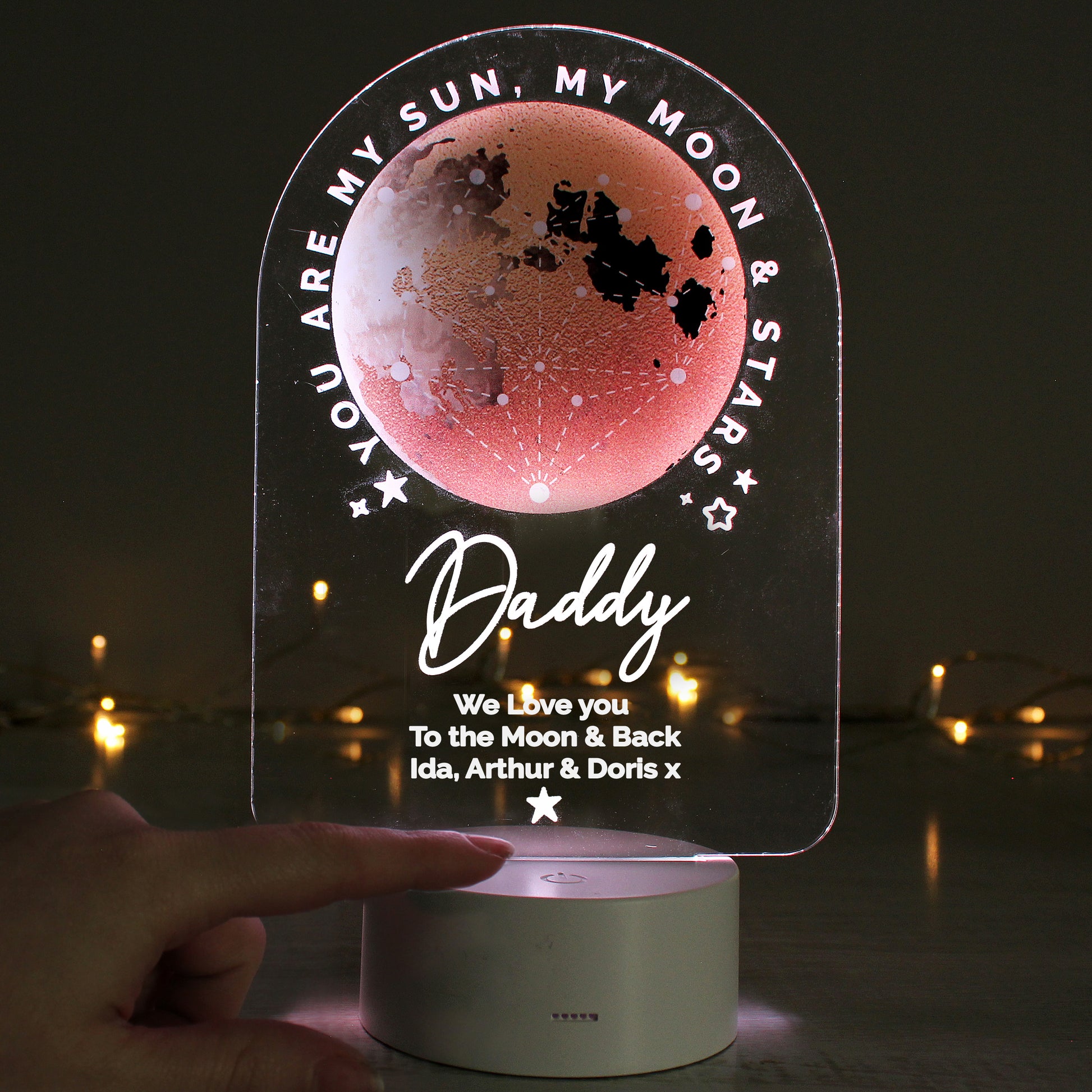 Personalised Sun Moon & Stars LED Colour Changing Night Light - MK&JD Gifts