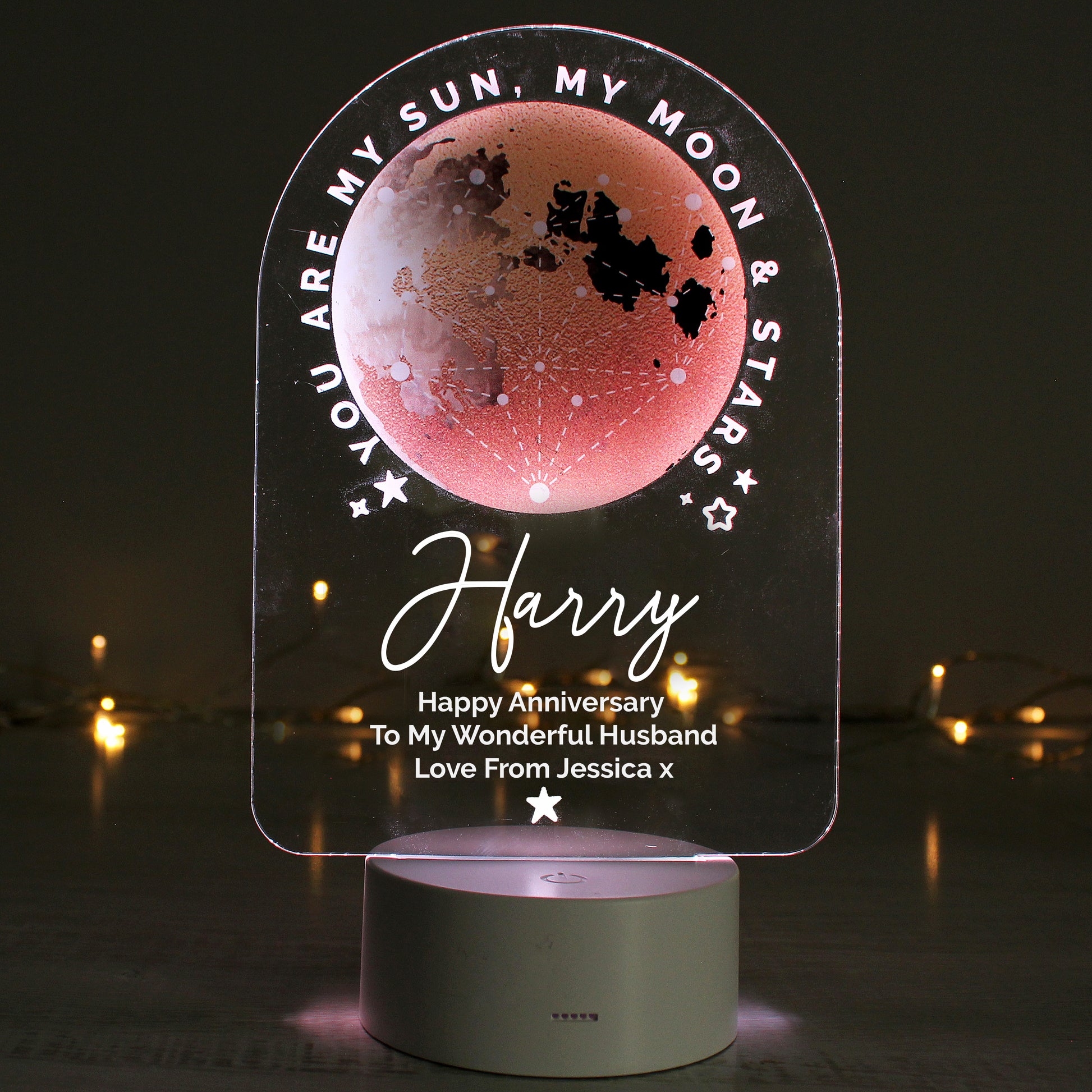 Personalised Sun Moon & Stars LED Colour Changing Night Light - MK&JD Gifts