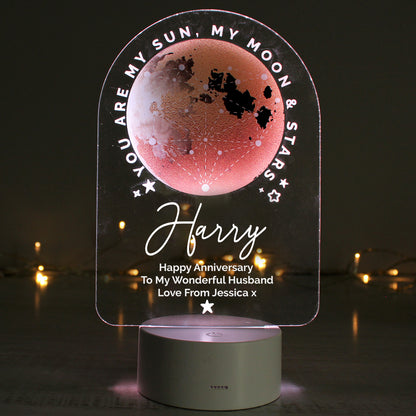 Personalised Sun Moon & Stars LED Colour Changing Night Light - MK&JD Gifts