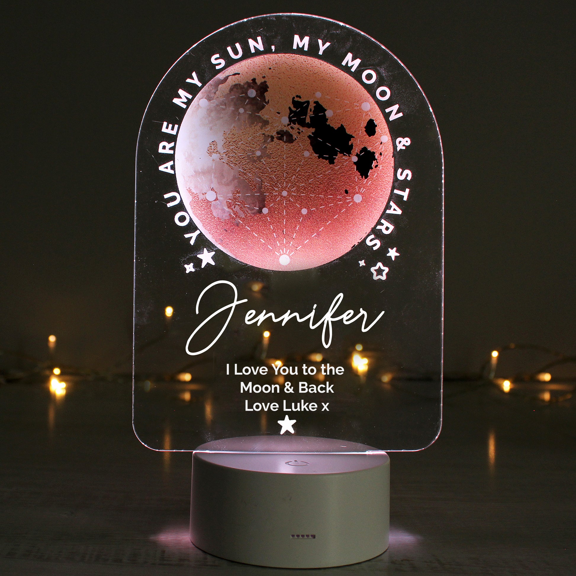 Personalised Sun Moon & Stars LED Colour Changing Night Light - MK&JD Gifts
