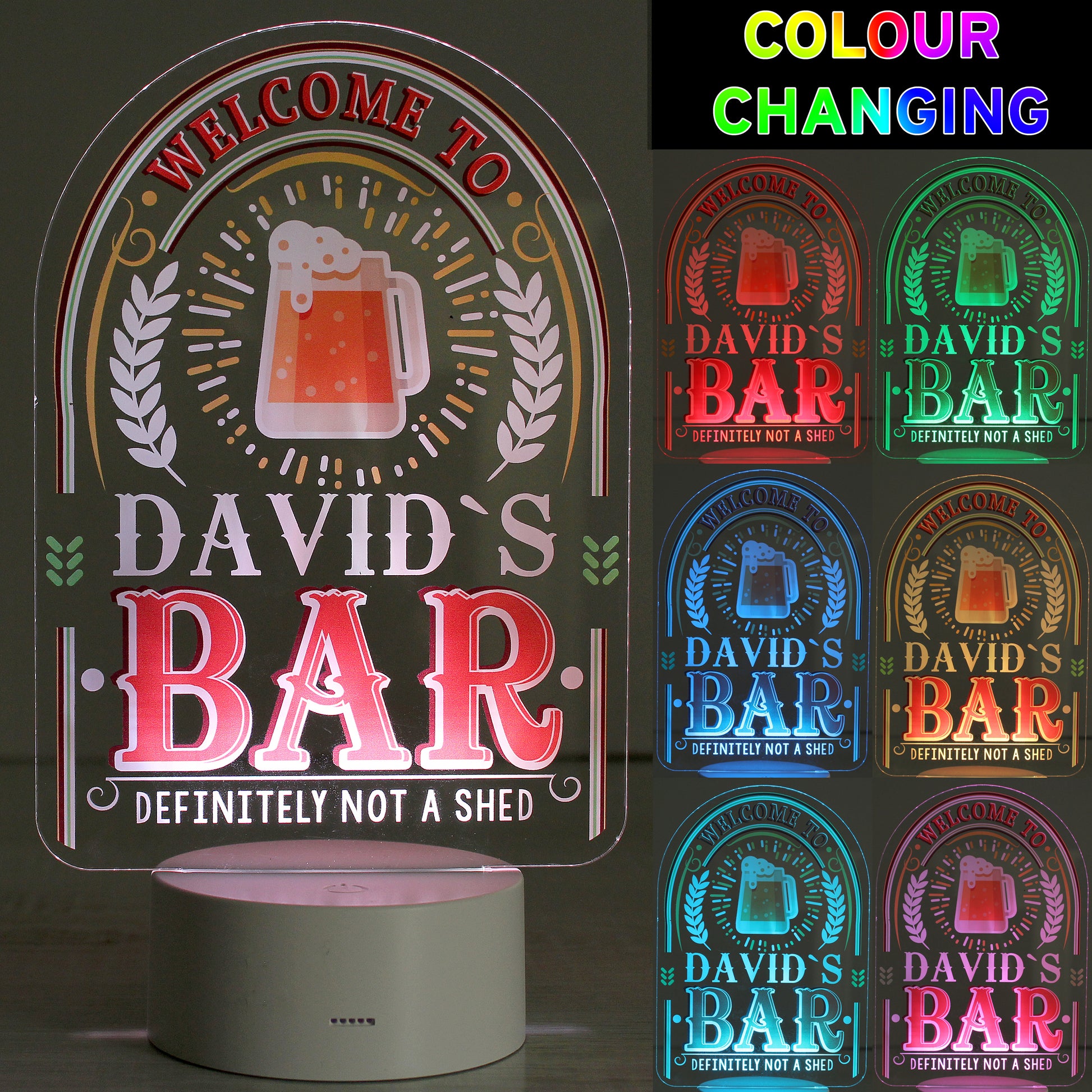 Personalised LED Colour Changing Bar Sign - MK&JD Gifts