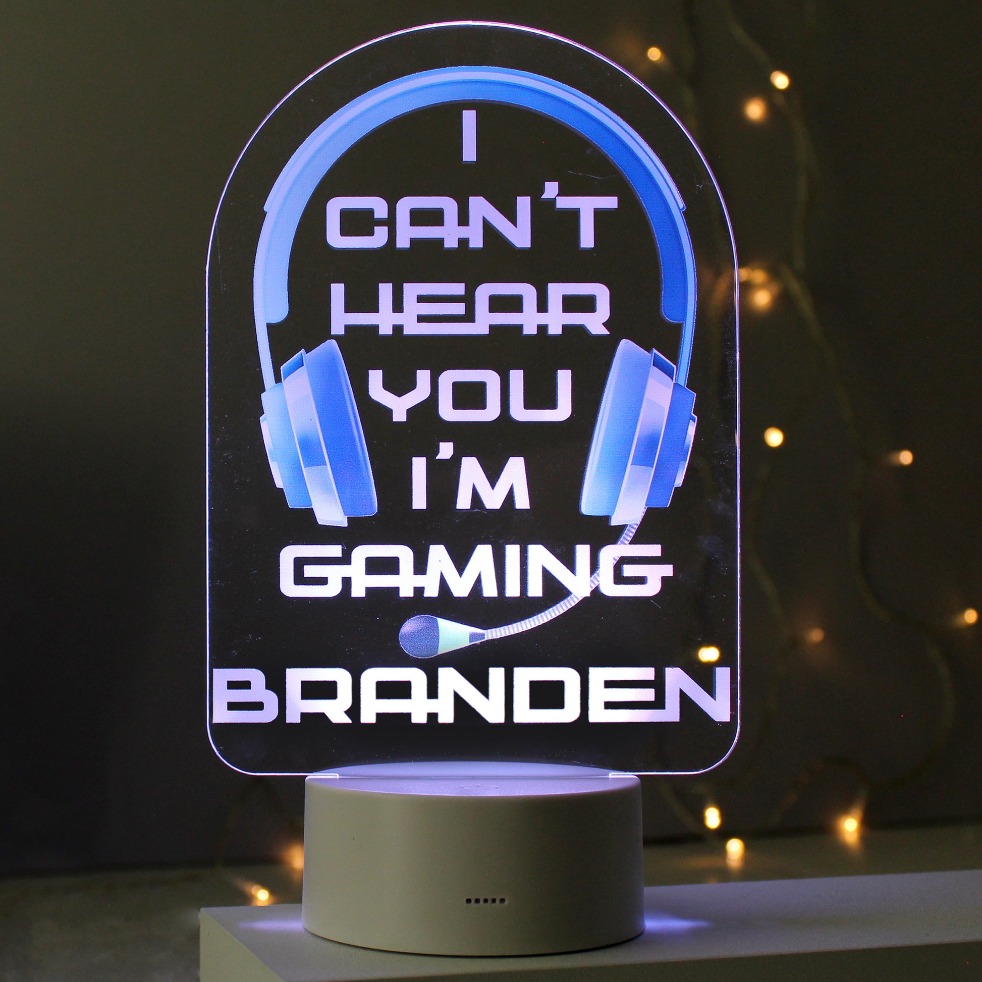 Personalised Blue Gaming LED Colour Changing Night Light - MK&JD Gifts