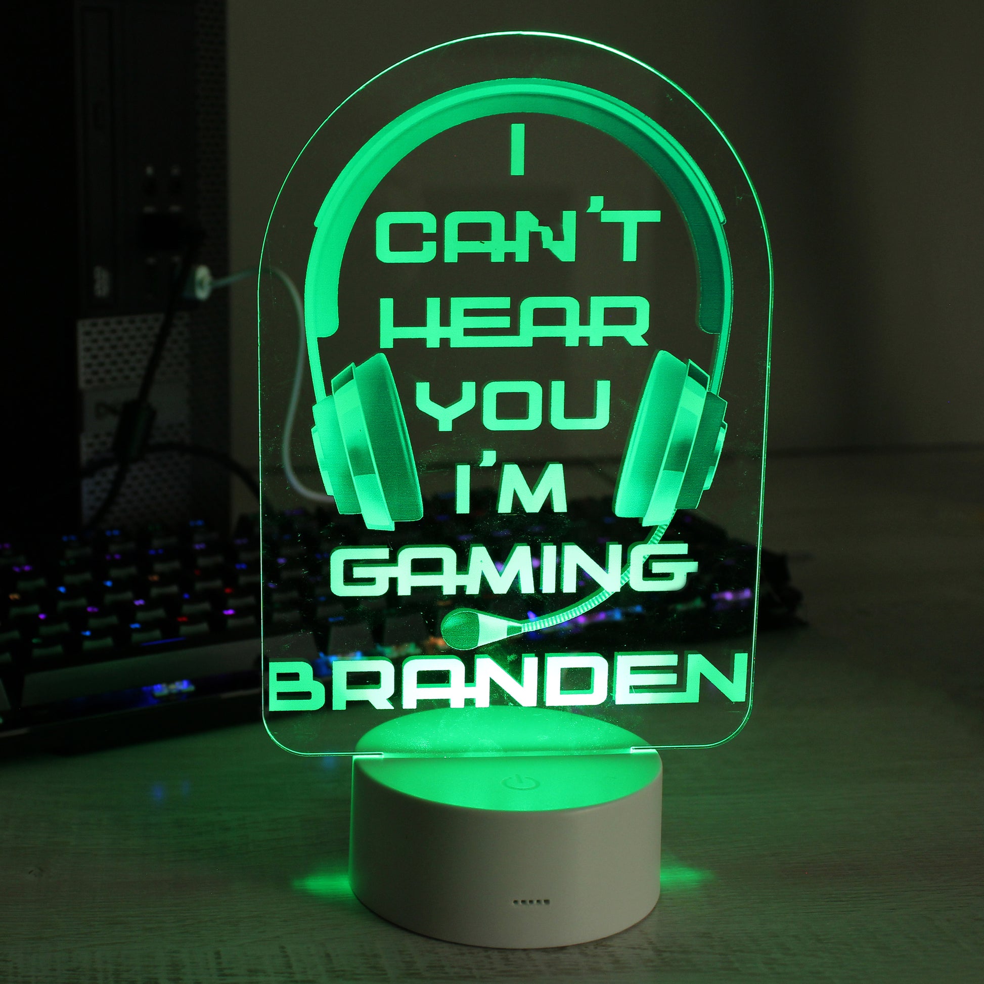 Personalised Blue Gaming LED Colour Changing Night Light - MK&JD Gifts