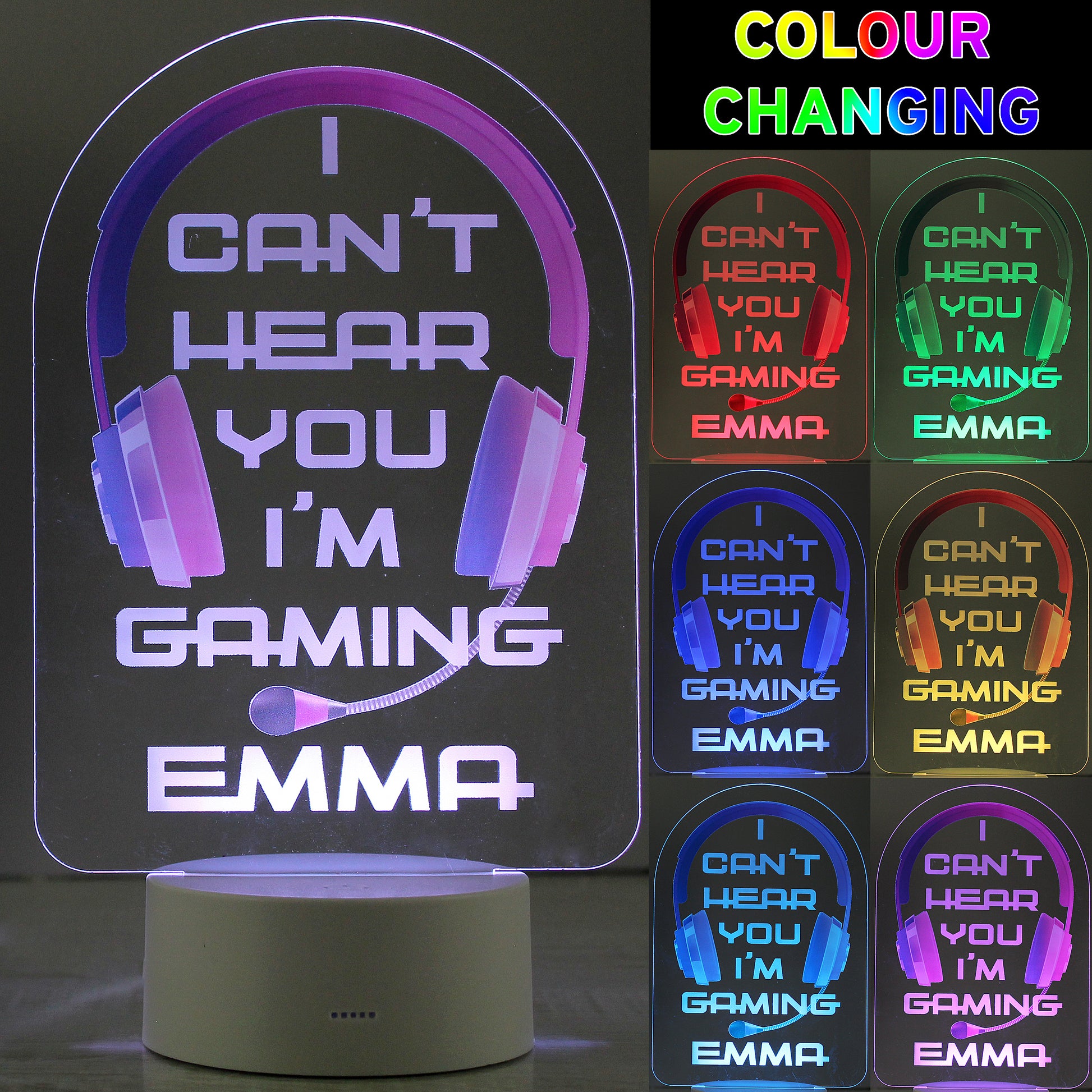 Personalised Pink Gaming LED Colour Changing Night Light - MK&JD Gifts