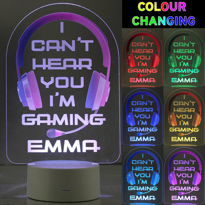 Personalised Pink Gaming LED Colour Changing Night Light - MK&JD Gifts