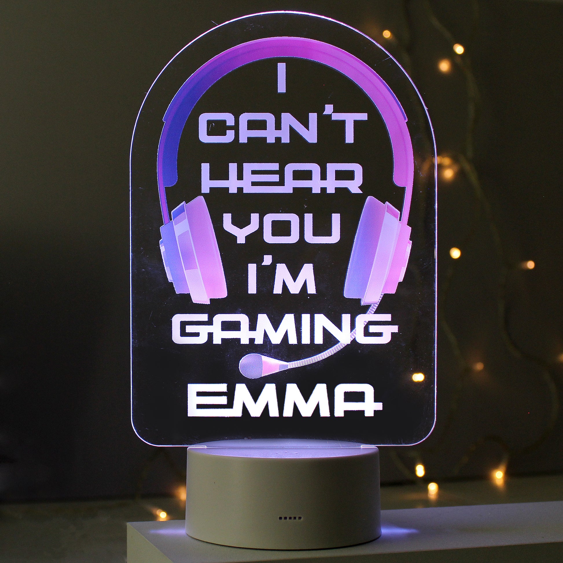 Personalised Pink Gaming LED Colour Changing Night Light - MK&JD Gifts