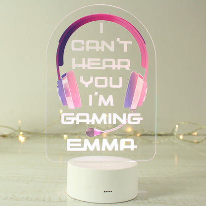 Personalised Pink Gaming LED Colour Changing Night Light - MK&JD Gifts