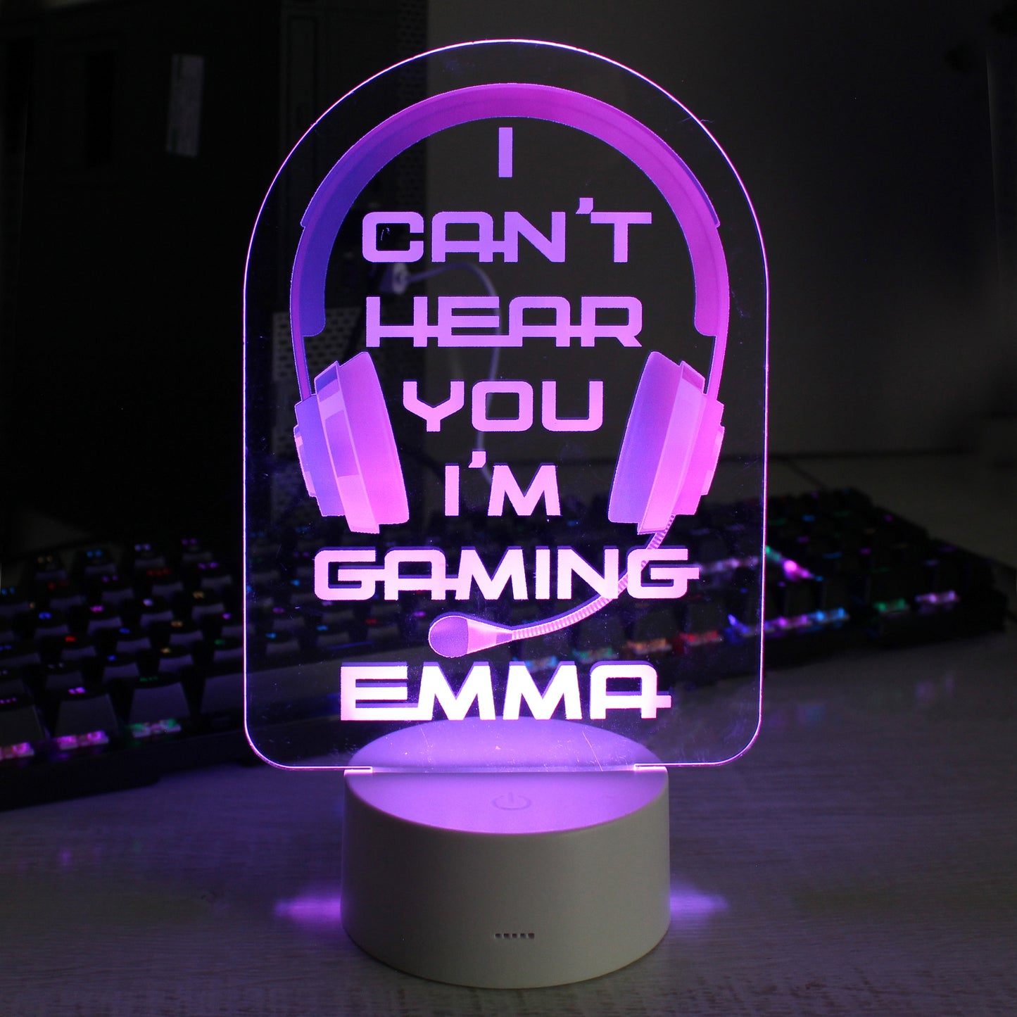 Personalised Pink Gaming LED Colour Changing Night Light - MK&JD Gifts