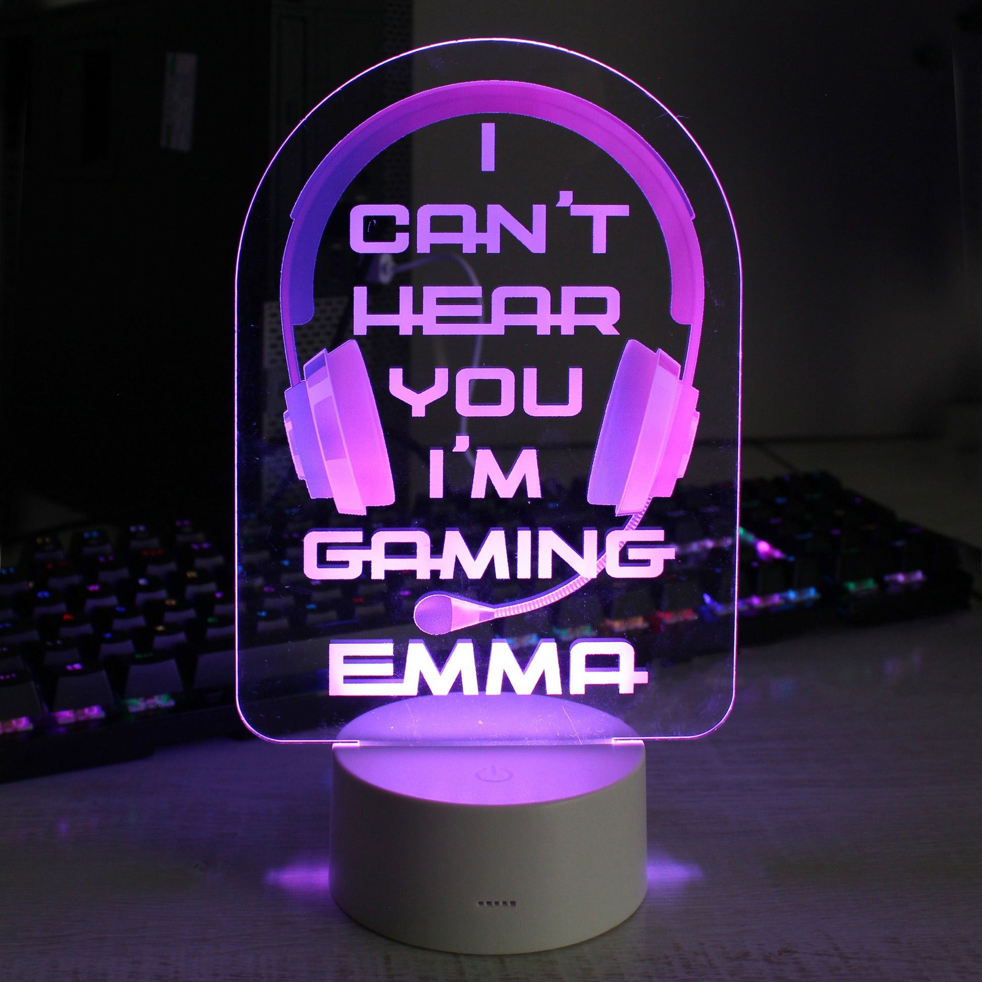Personalised Pink Gaming LED Colour Changing Night Light - MK&JD Gifts