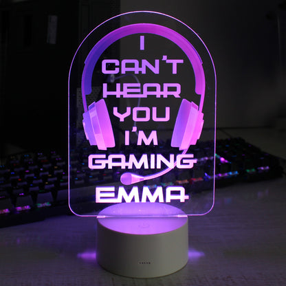 Personalised Pink Gaming LED Colour Changing Night Light - MK&JD Gifts