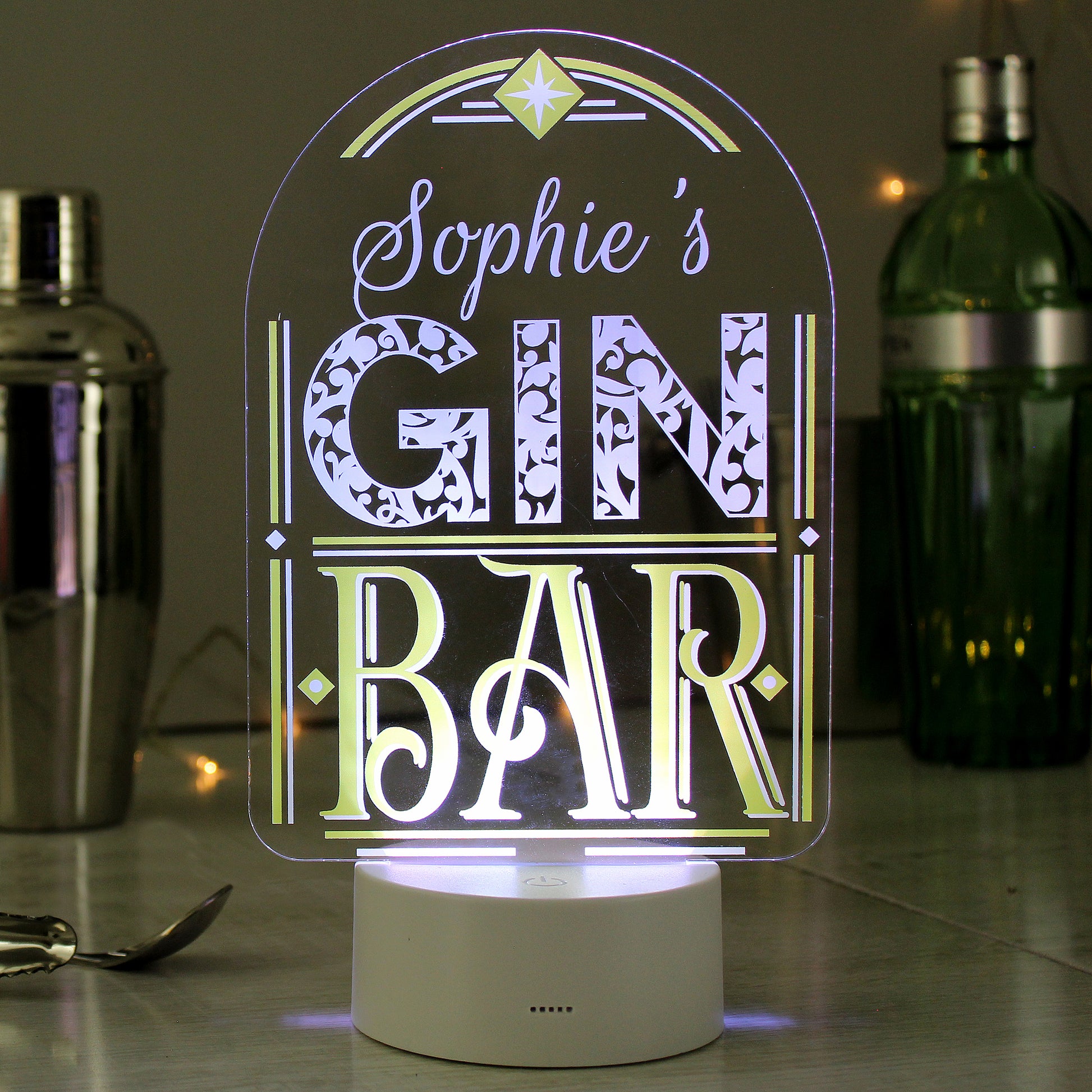 Personalised LED Colour Changing Gin Bar Sign - MK&JD Gifts
