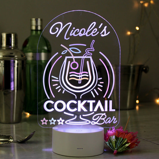 Personalised LED Colour Changing Cocktail Bar Sign - MK&JD Gifts