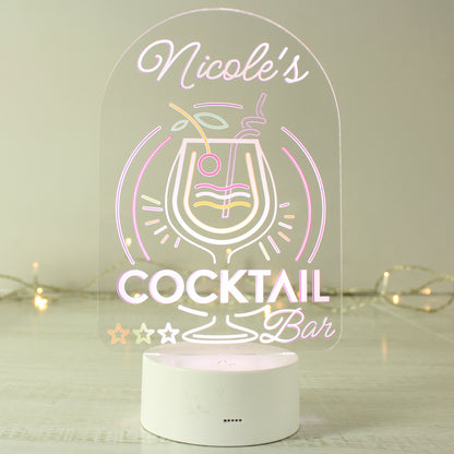 Personalised LED Colour Changing Cocktail Bar Sign - MK&JD Gifts