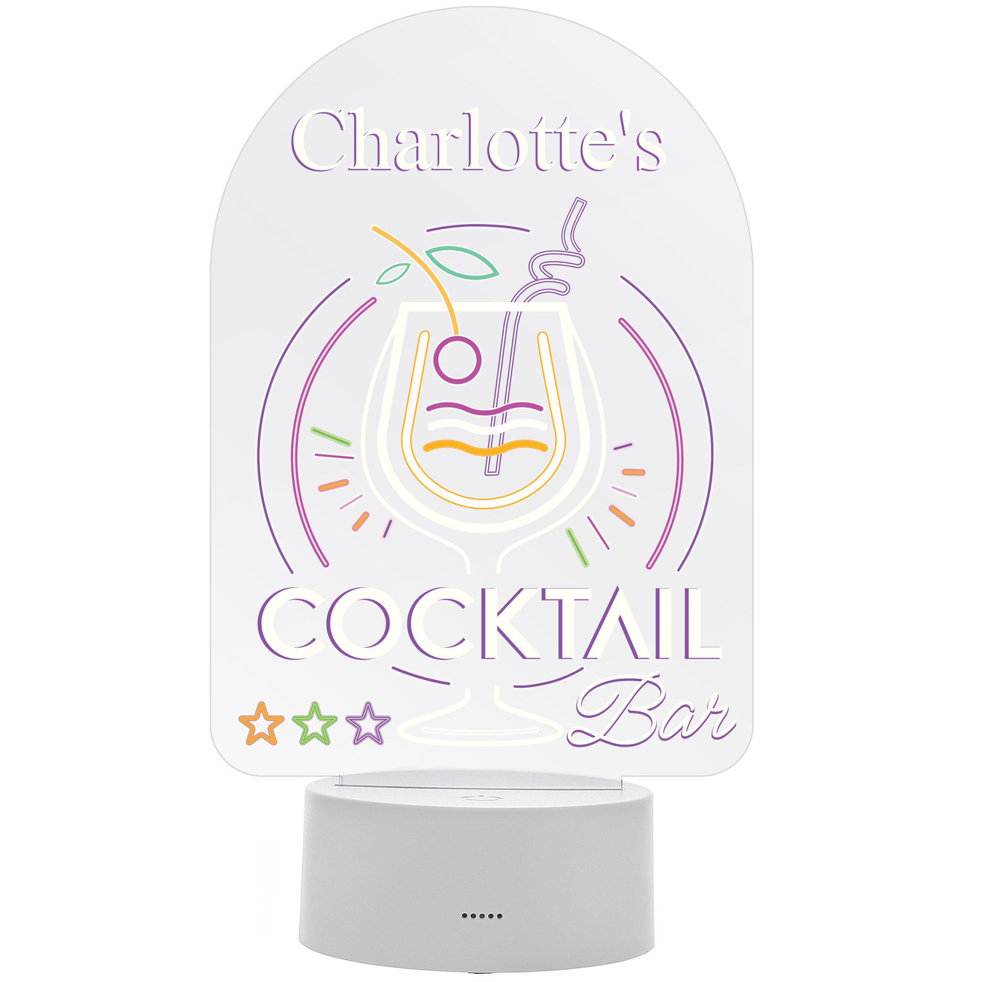 Personalised LED Colour Changing Cocktail Bar Sign - MK&JD Gifts