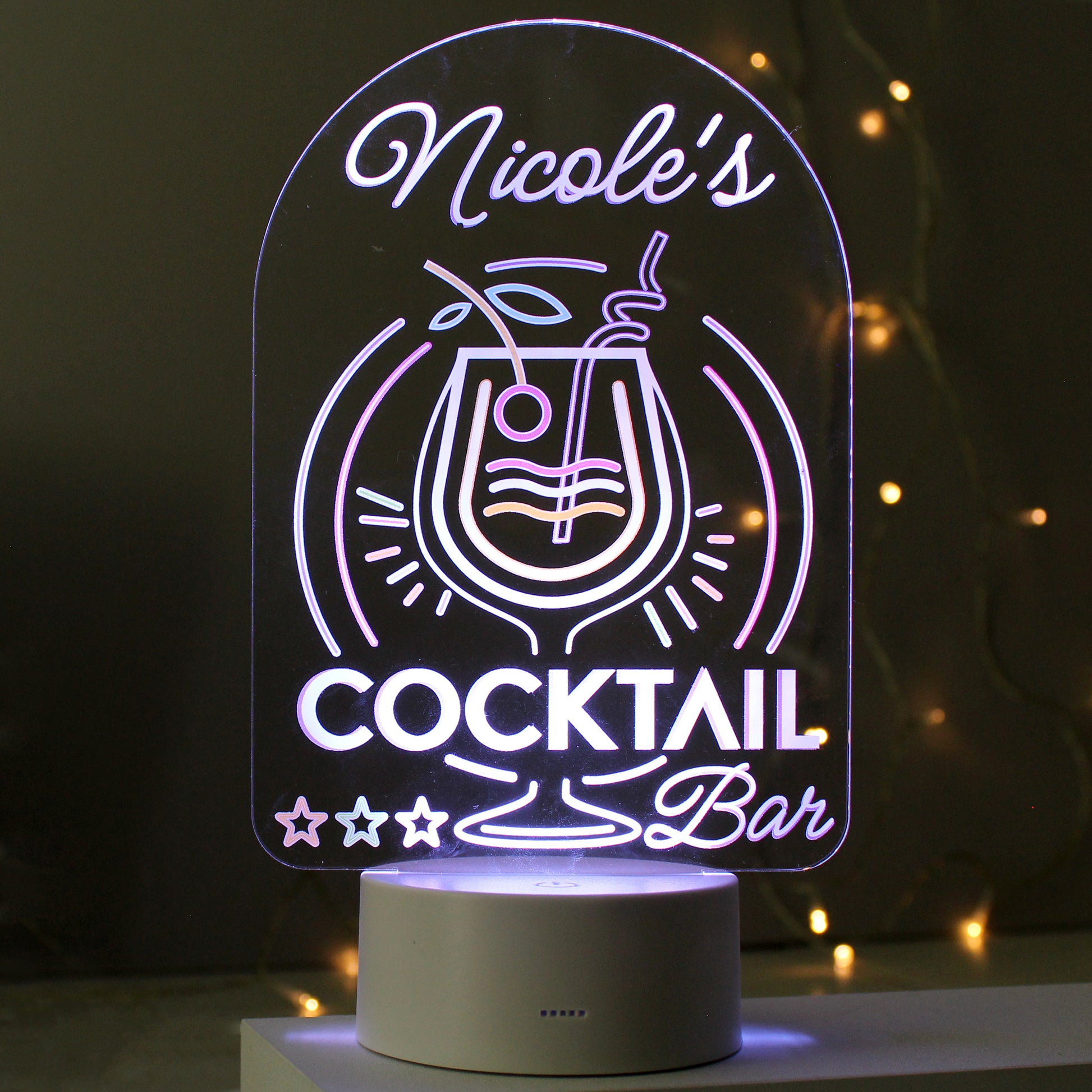 Personalised LED Colour Changing Cocktail Bar Sign - MK&JD Gifts
