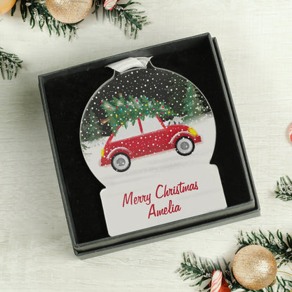 Personalised Driving Home For Christmas Acrylic Snow globe Decoration - MK&JD Gifts