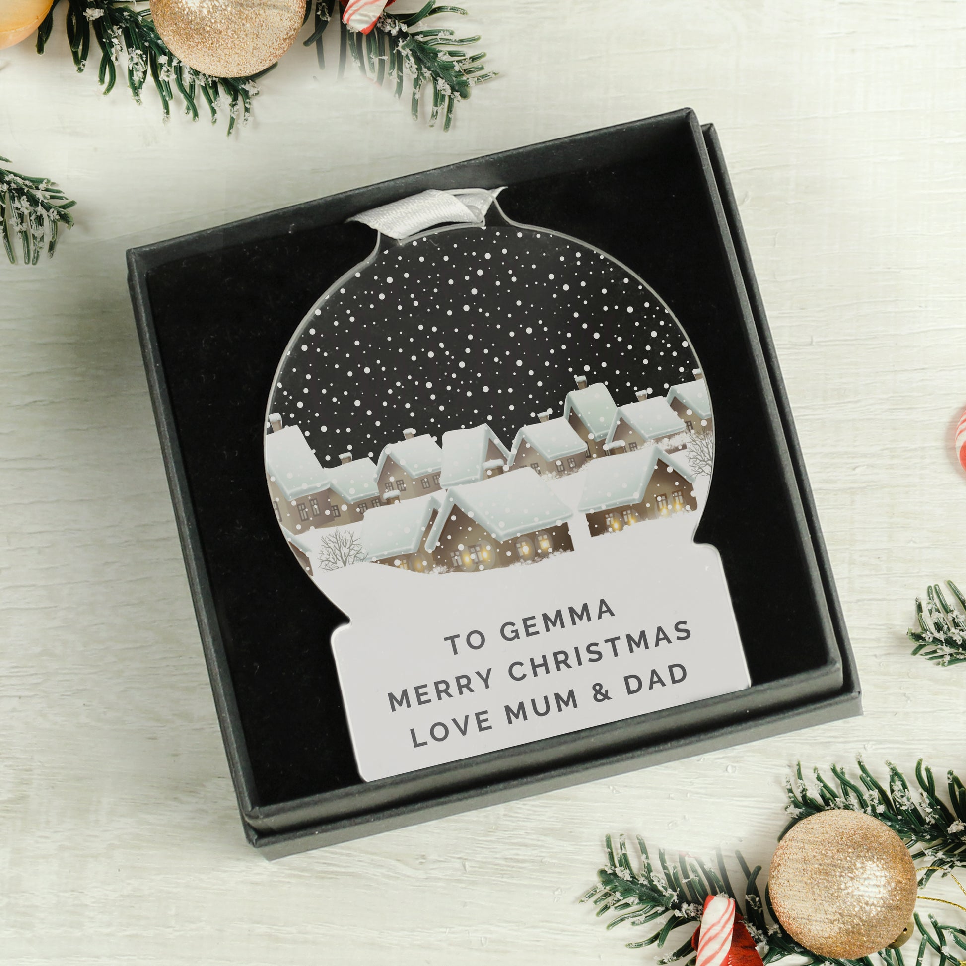 Personalised Christmas Home Acrylic Snowglobe Decoration - MK&JD Gifts
