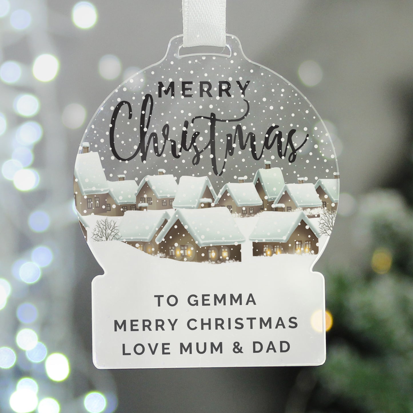 Personalised Christmas Home Acrylic Snowglobe Decoration - MK&JD Gifts