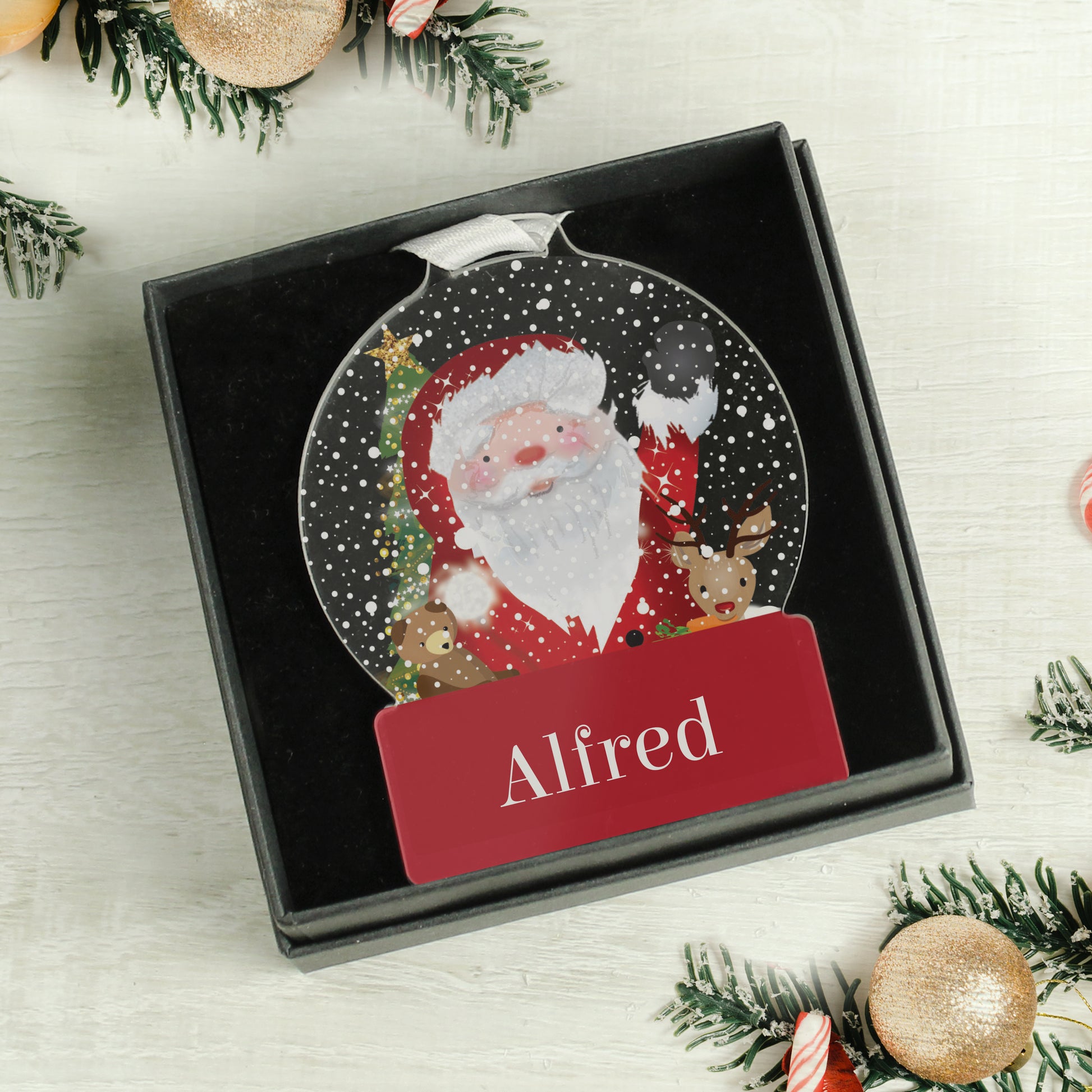 Personalised Santa Acrylic Snowglobe Decoration - MK&JD Gifts