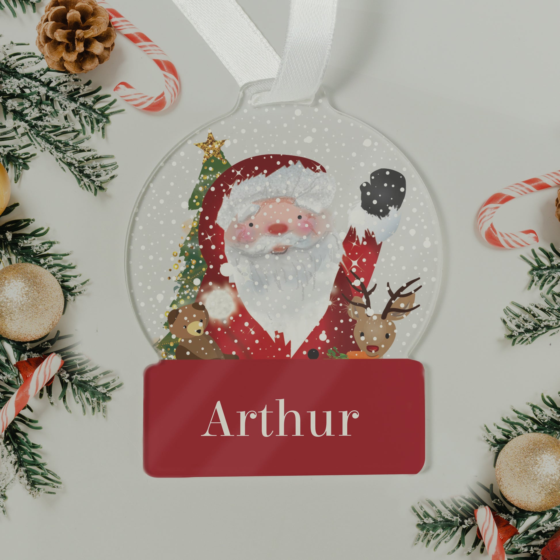 Personalised Santa Acrylic Snowglobe Decoration - MK&JD Gifts