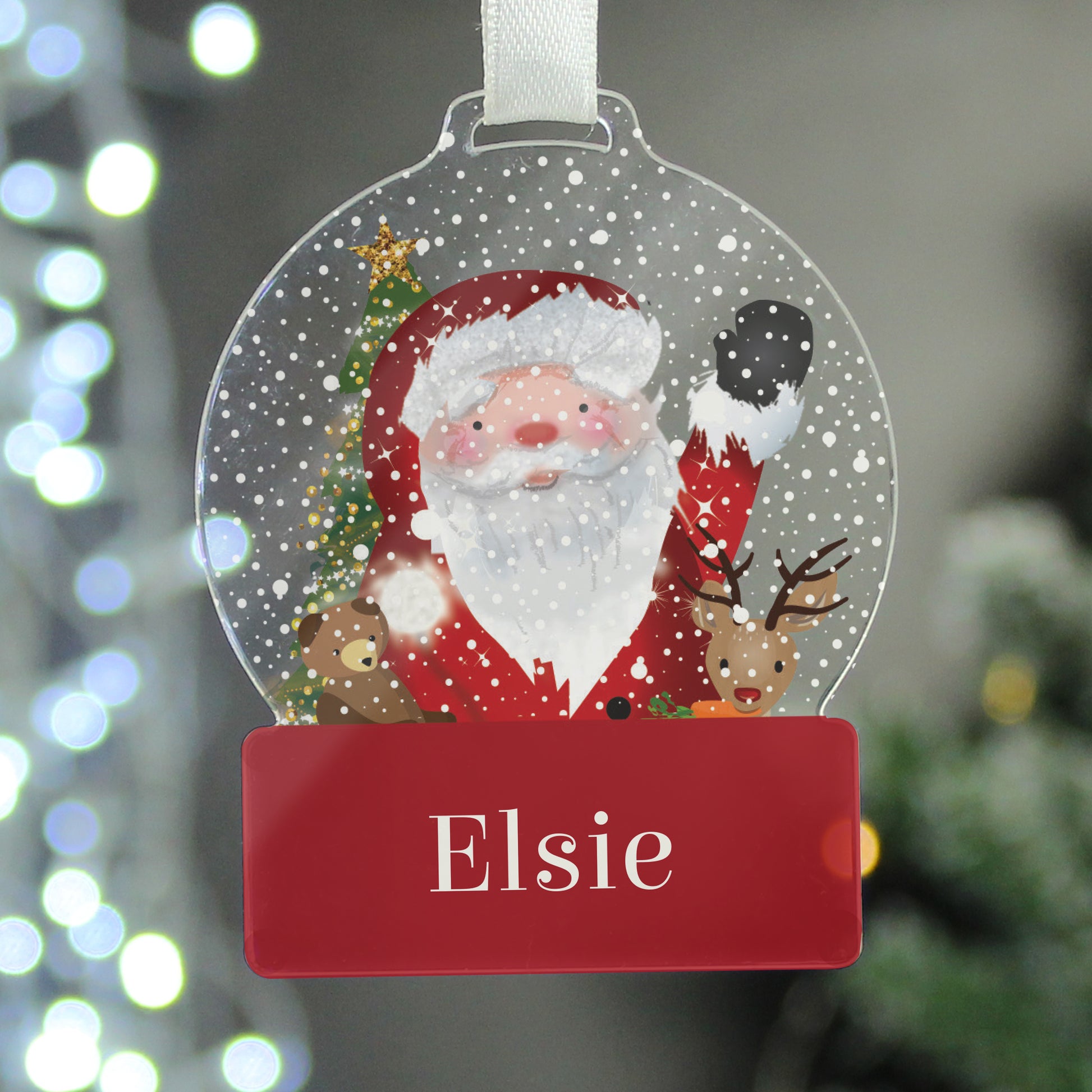 Personalised Santa Acrylic Snowglobe Decoration - MK&JD Gifts
