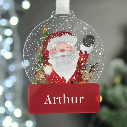 Personalised Santa Acrylic Snowglobe Decoration - MK&JD Gifts
