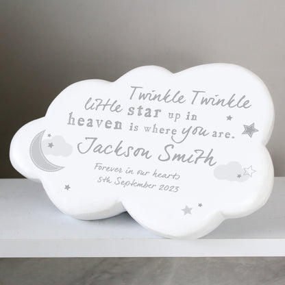 Personalised Twinkle Twinkle Resin Memorial Cloud - MK&JD Gifts