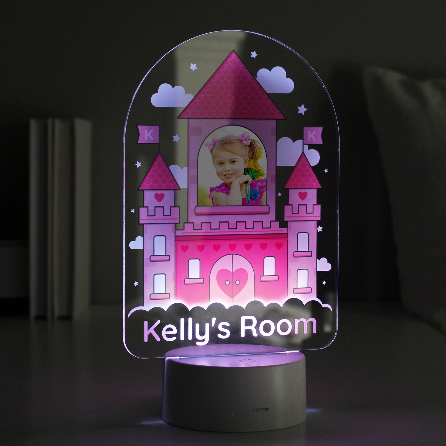 Personalised Pink Castle Photo Upload LED Colour Changing Night Light - MK&JD Gifts