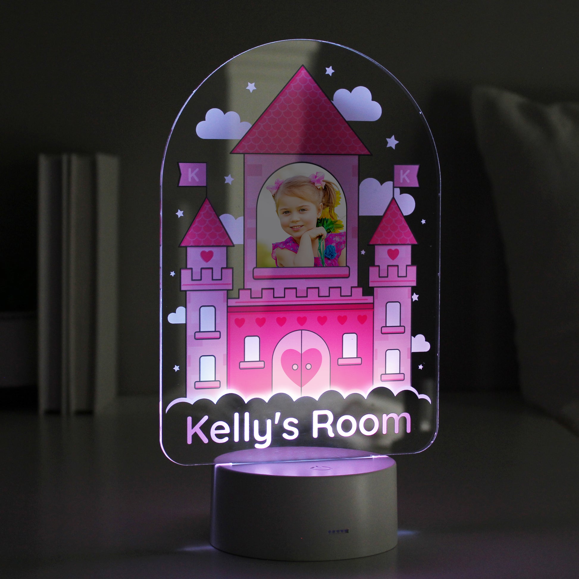 Personalised Pink Castle Photo Upload LED Colour Changing Night Light - MK&JD Gifts