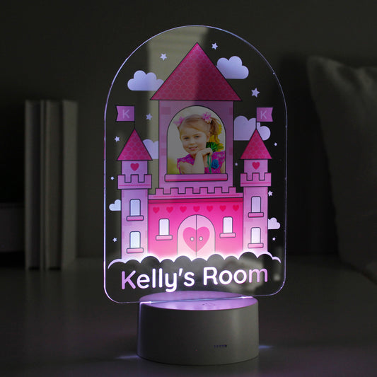 Personalised Pink Castle Photo Upload LED Colour Changing Night Light - MK&JD Gifts