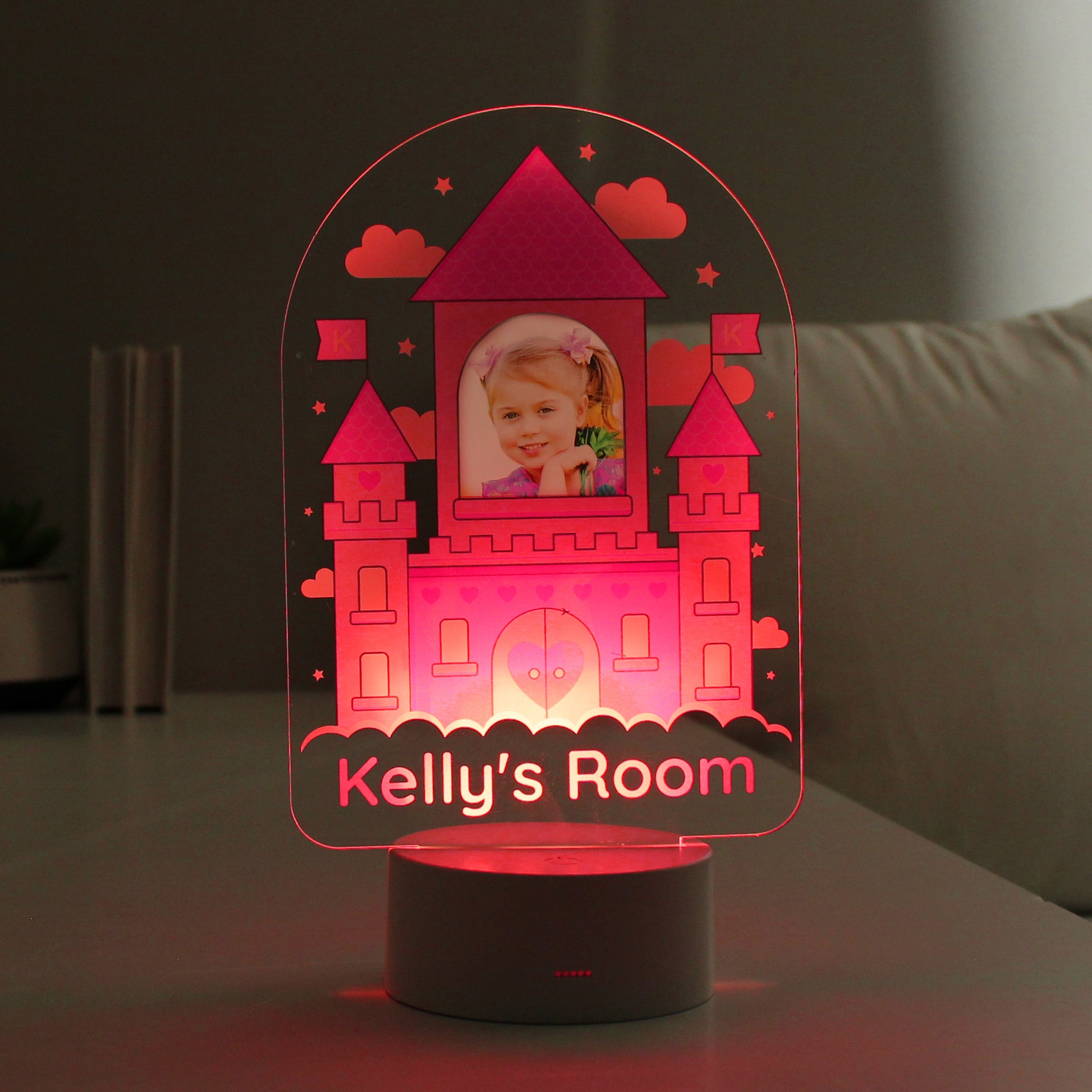 Personalised Pink Castle Photo Upload LED Colour Changing Night Light - MK&JD Gifts