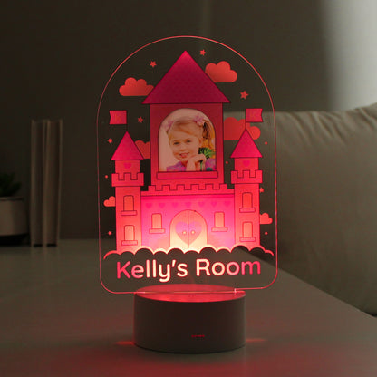 Personalised Pink Castle Photo Upload LED Colour Changing Night Light - MK&JD Gifts