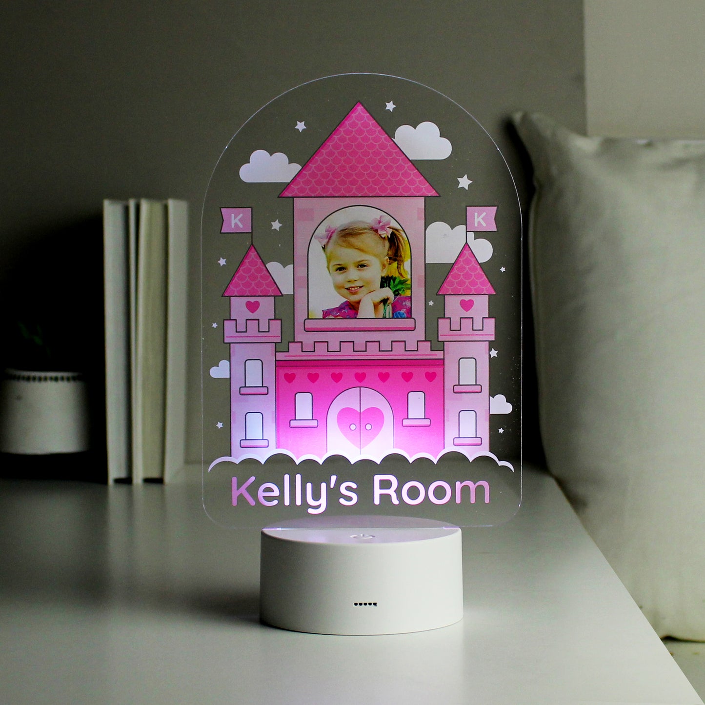 Personalised Pink Castle Photo Upload LED Colour Changing Night Light - MK&JD Gifts
