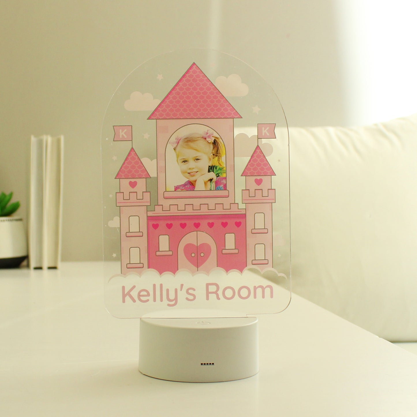 Personalised Pink Castle Photo Upload LED Colour Changing Night Light - MK&JD Gifts
