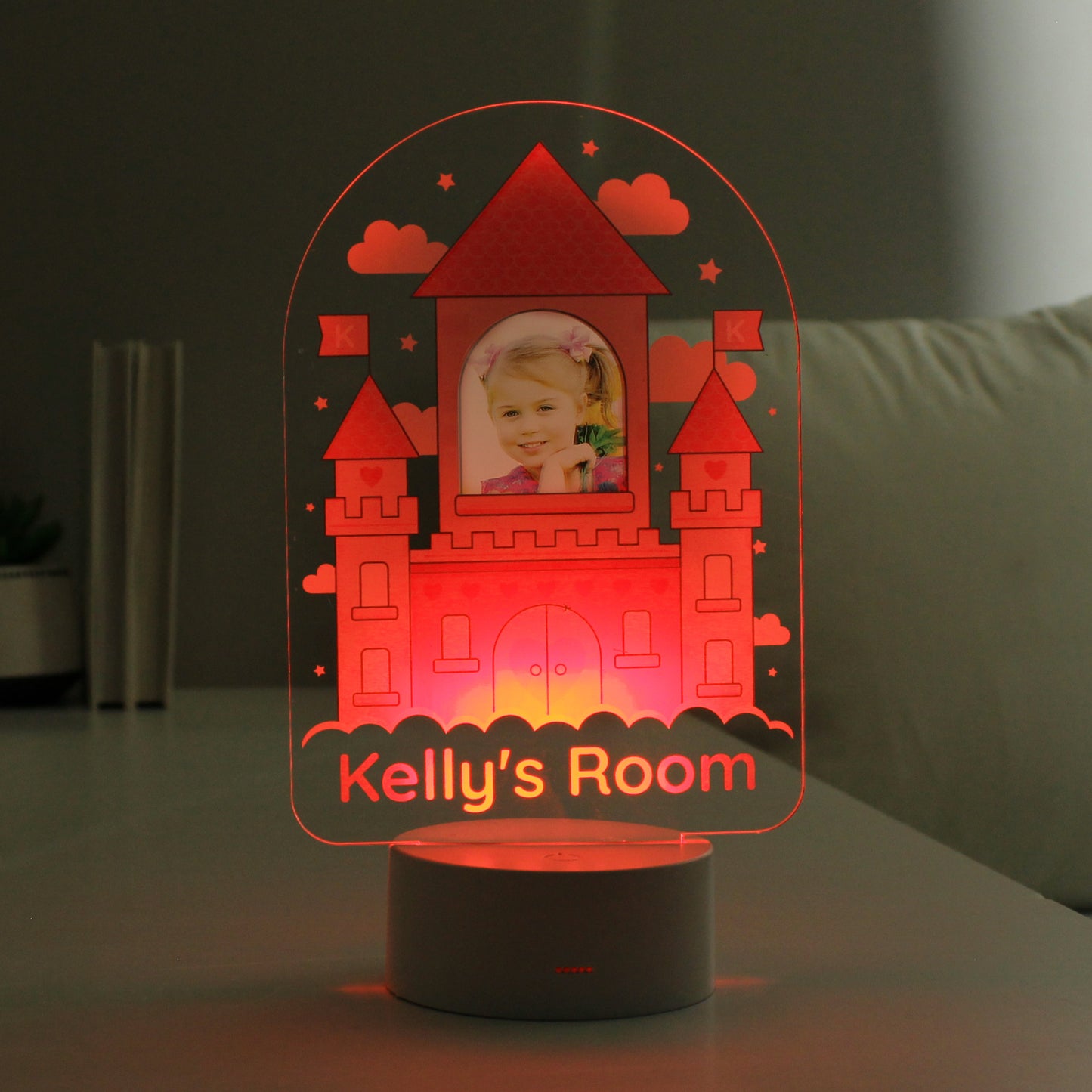 Personalised Pink Castle Photo Upload LED Colour Changing Night Light - MK&JD Gifts