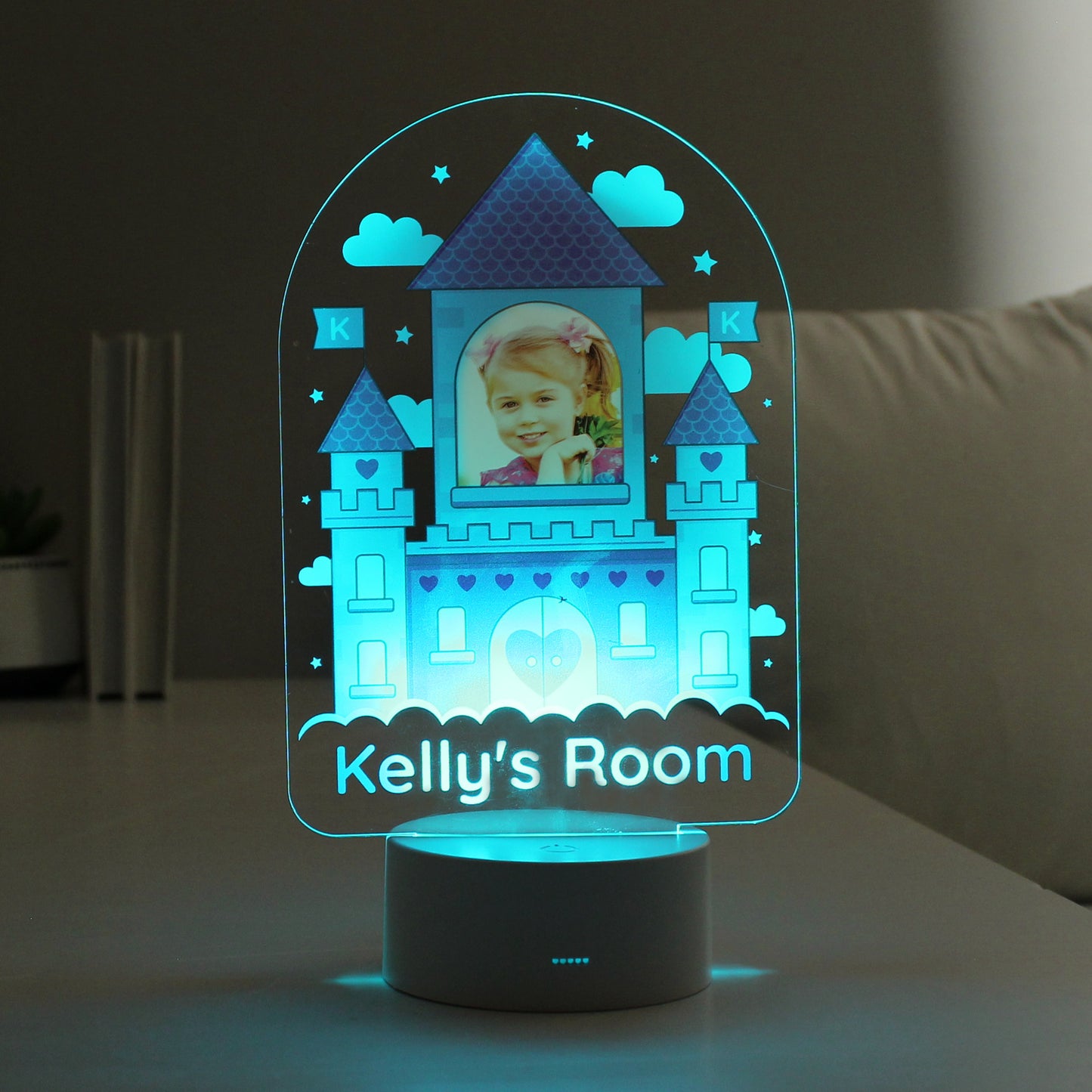 Personalised Pink Castle Photo Upload LED Colour Changing Night Light - MK&JD Gifts