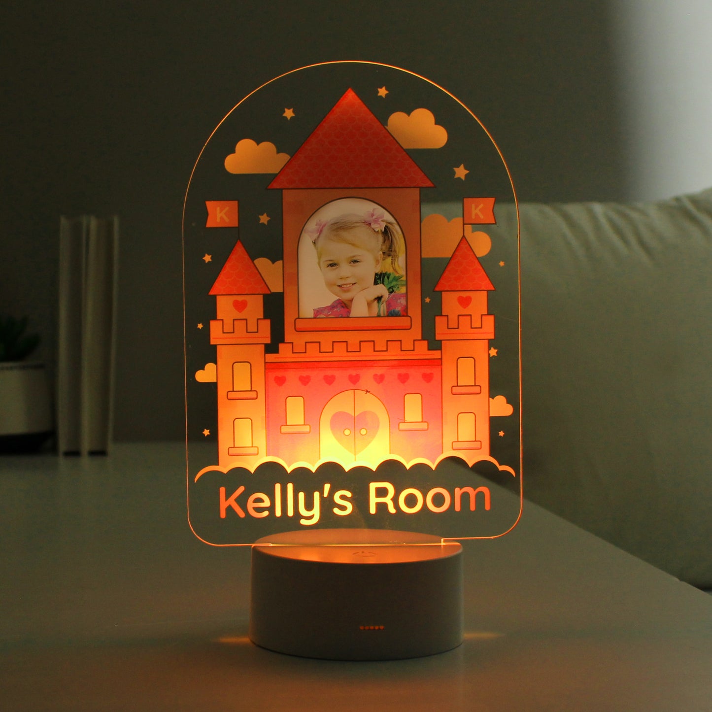 Personalised Pink Castle Photo Upload LED Colour Changing Night Light - MK&JD Gifts