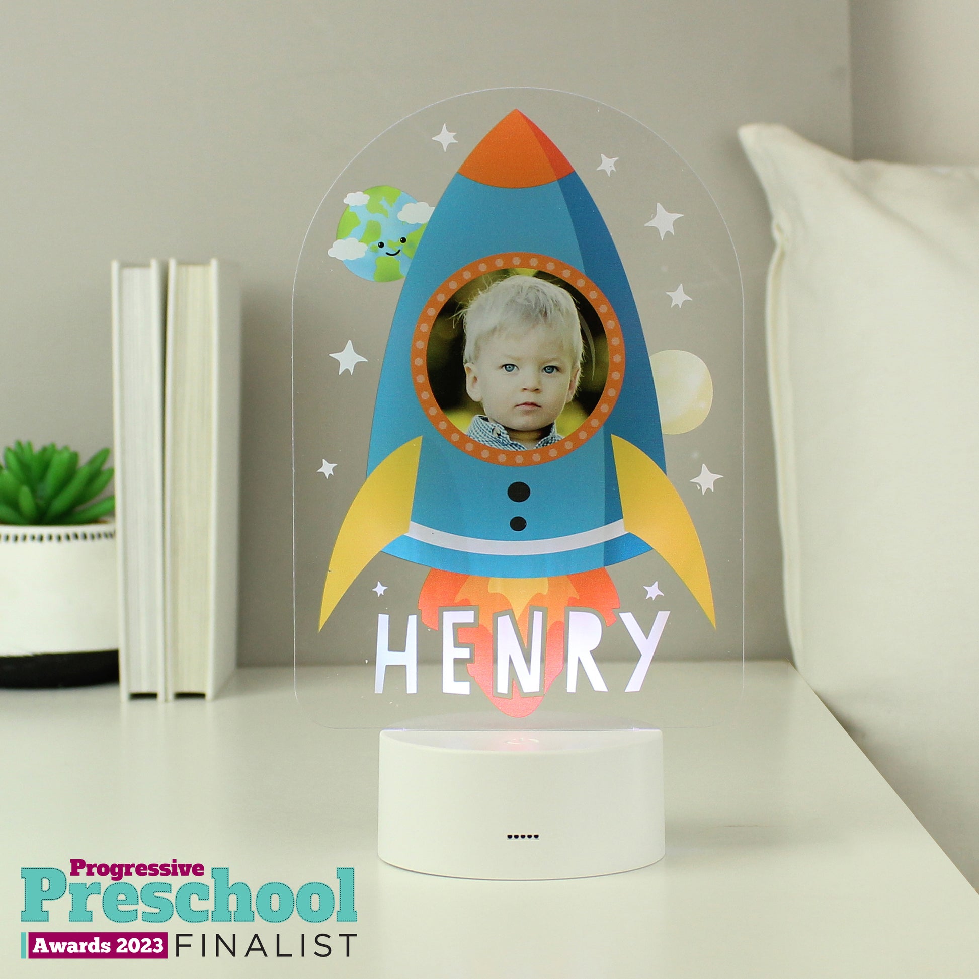 Personalised Rocket Photo Upload LED Colour Changing Night Light - MK&JD Gifts