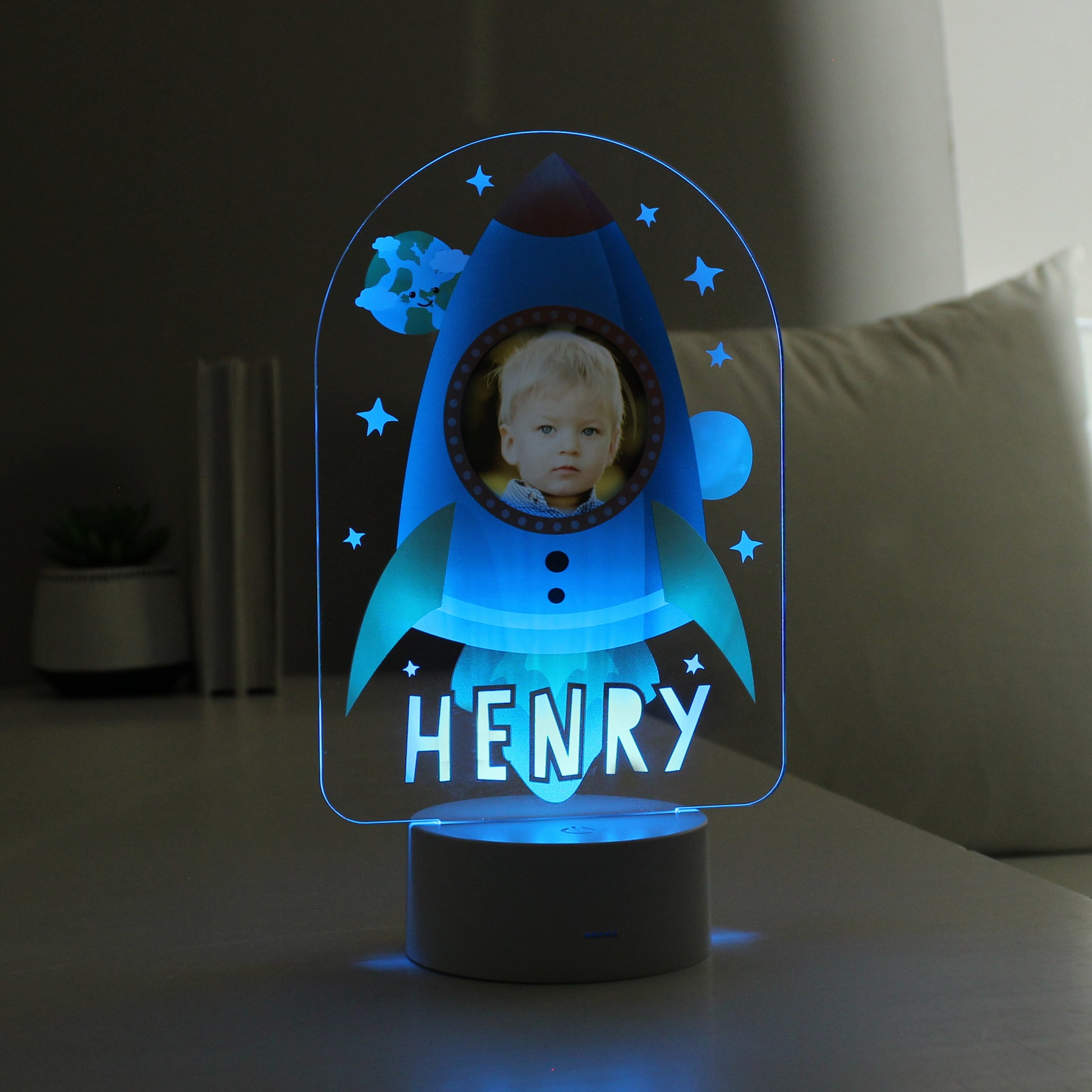 Personalised Rocket Photo Upload LED Colour Changing Night Light - MK&JD Gifts