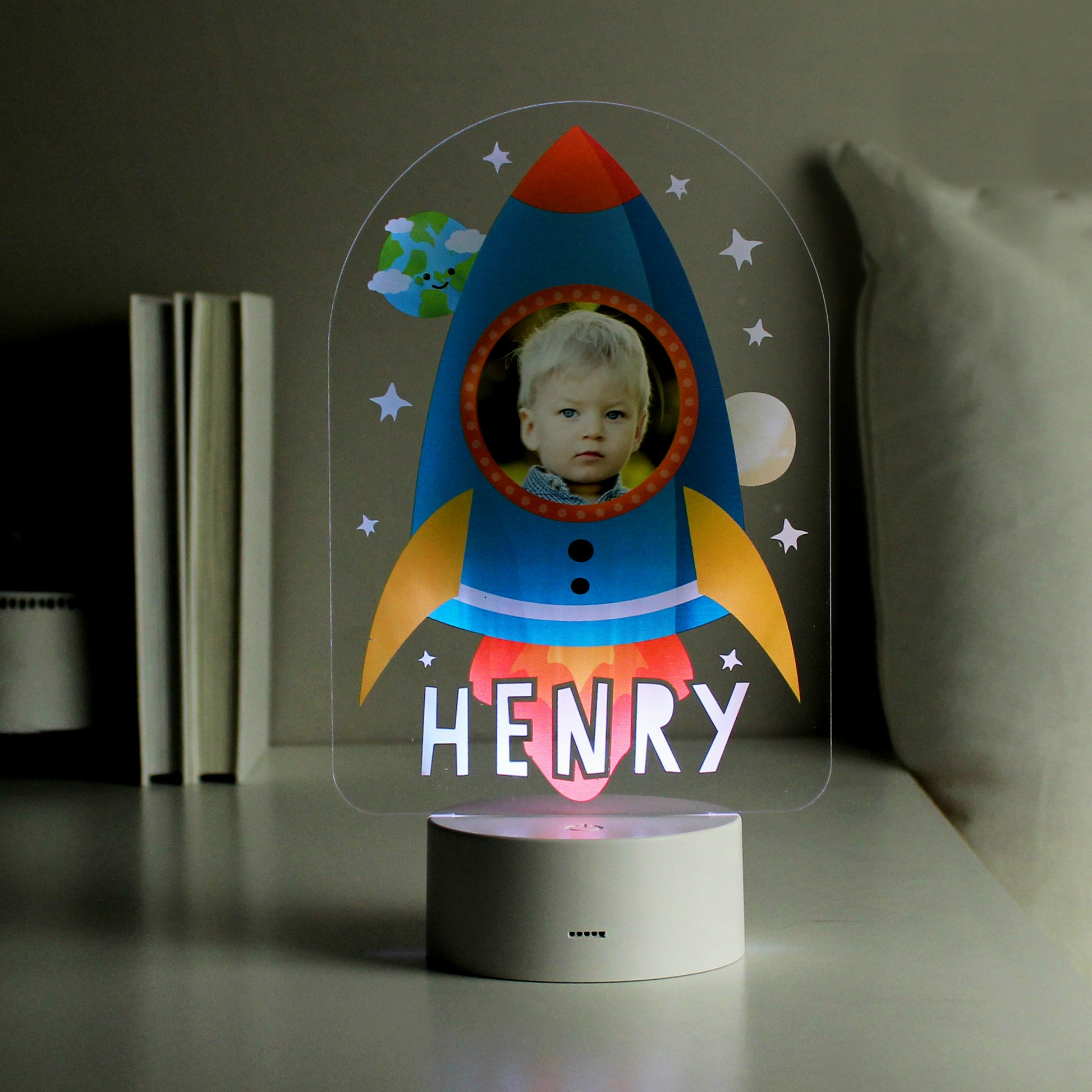 Personalised Rocket Photo Upload LED Colour Changing Night Light - MK&JD Gifts