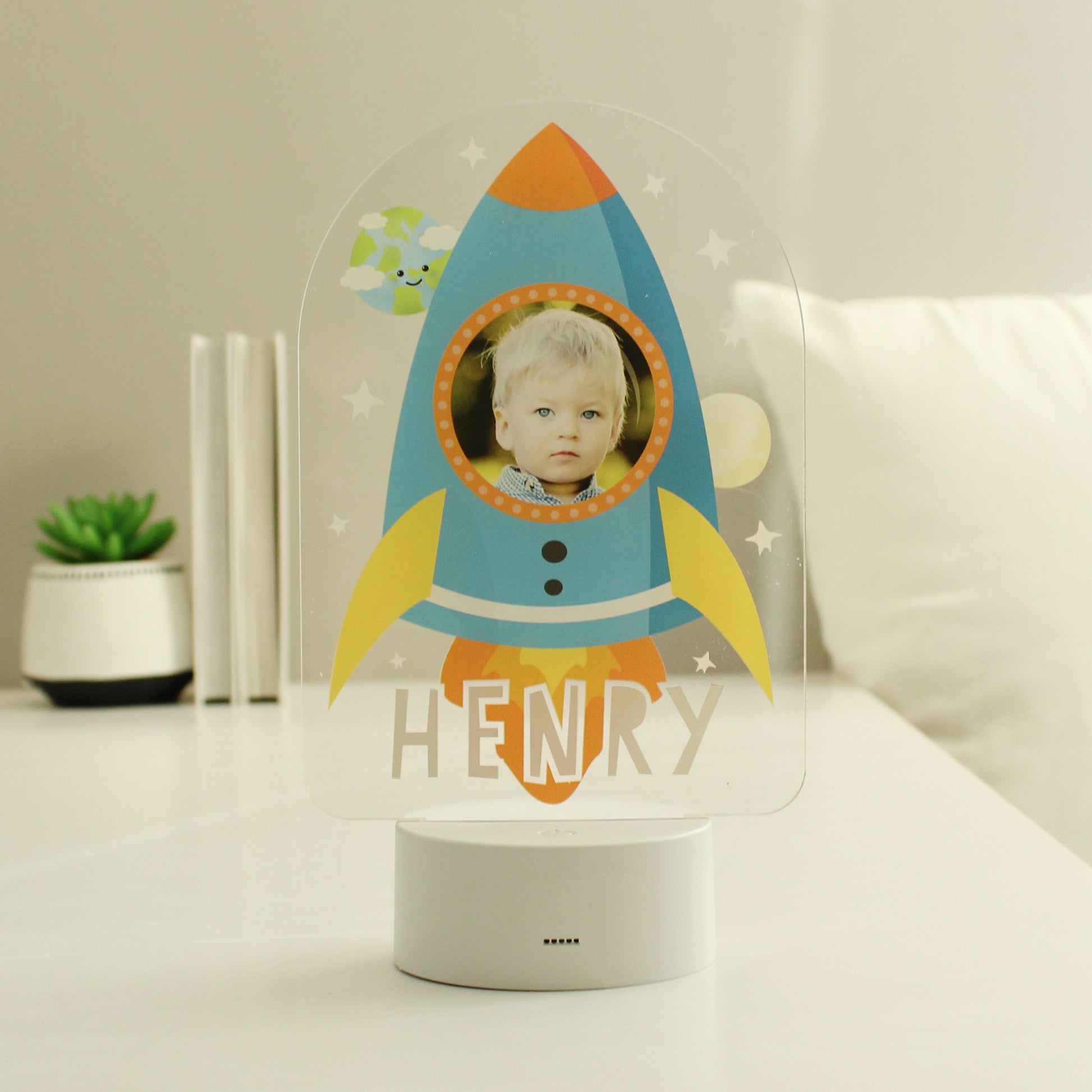 Personalised Rocket Photo Upload LED Colour Changing Night Light - MK&JD Gifts