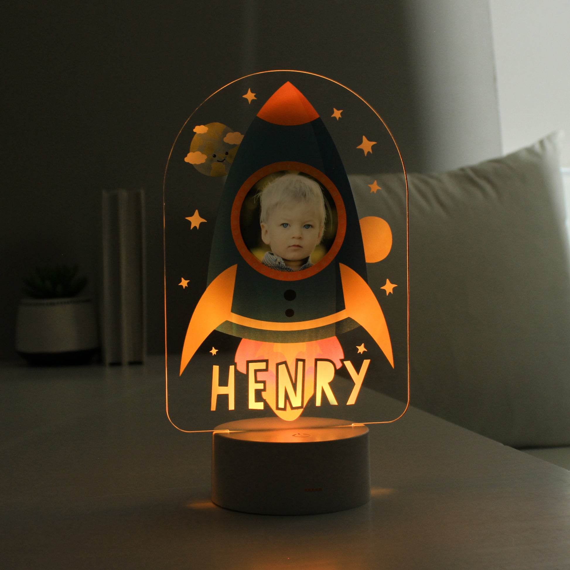 Personalised Rocket Photo Upload LED Colour Changing Night Light - MK&JD Gifts