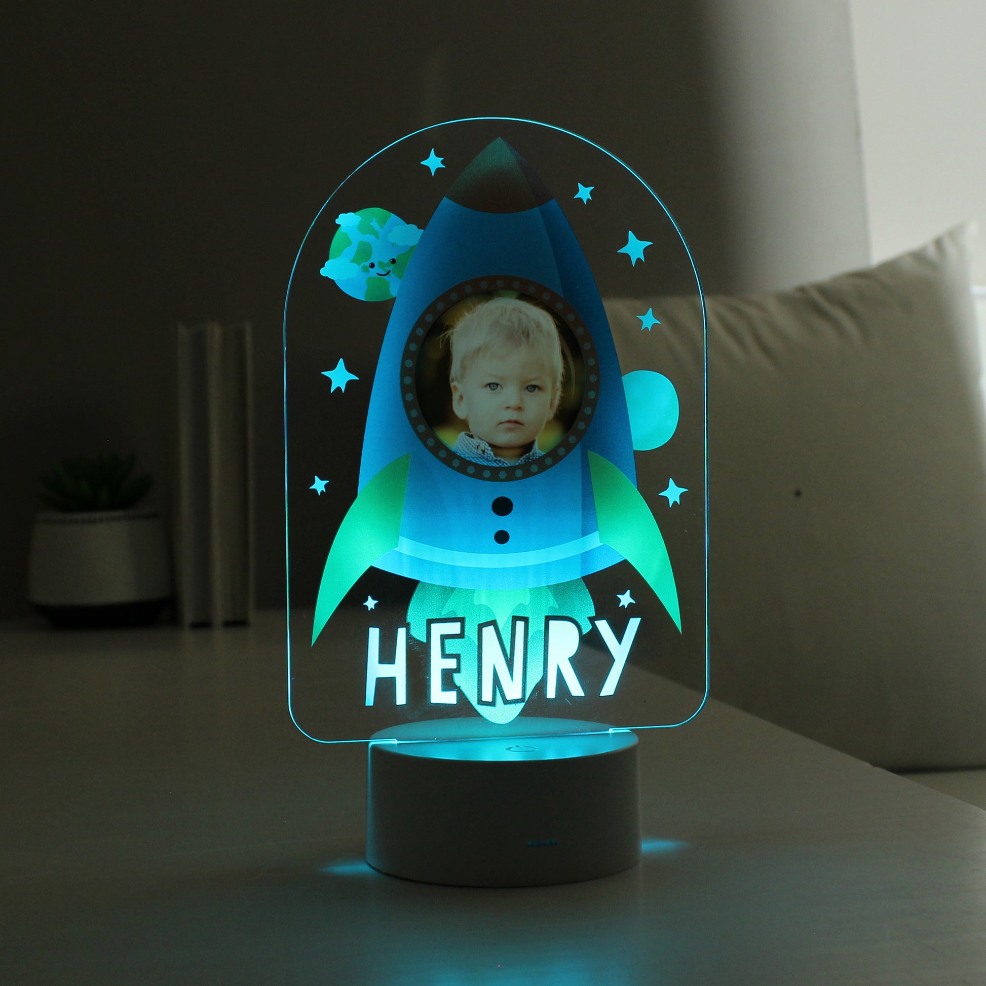 Personalised Rocket Photo Upload LED Colour Changing Night Light - MK&JD Gifts