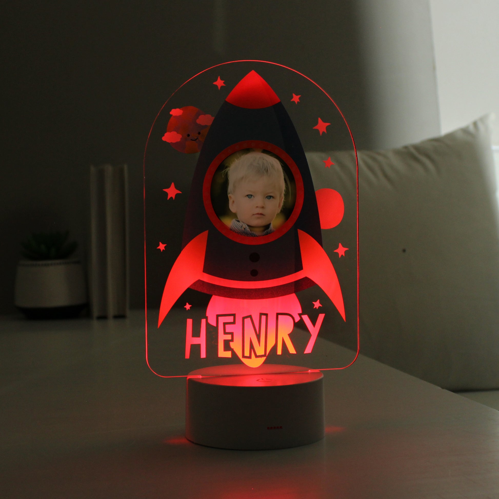 Personalised Rocket Photo Upload LED Colour Changing Night Light - MK&JD Gifts