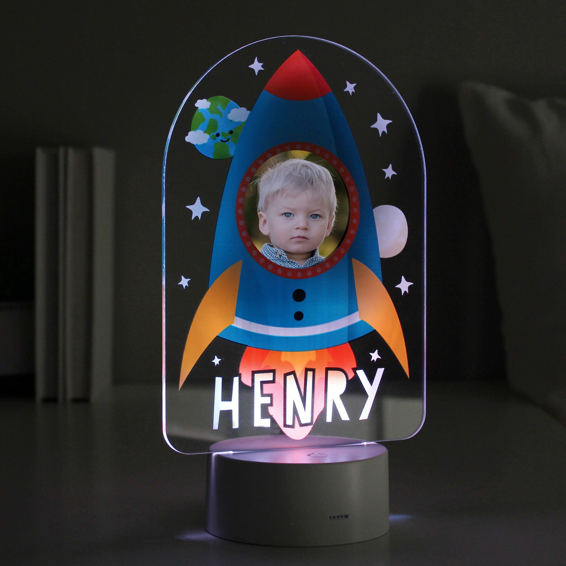 Personalised Rocket Photo Upload LED Colour Changing Night Light - MK&JD Gifts