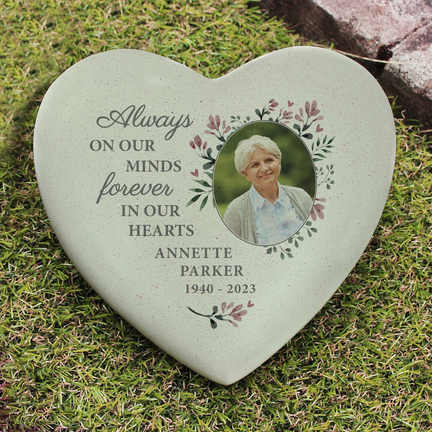 Personalised Floral Photo Upload Memorial Resin Heart - MK&JD Gifts
