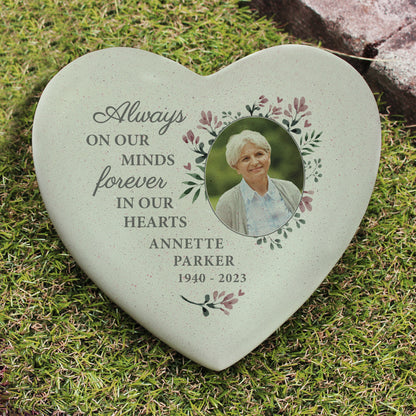 Personalised Floral Photo Upload Memorial Resin Heart - MK&JD Gifts