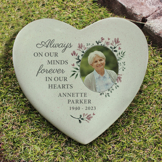 Personalised Floral Photo Upload Memorial Resin Heart - MK&JD Gifts