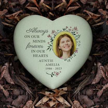 Personalised Floral Photo Upload Memorial Resin Heart - MK&JD Gifts